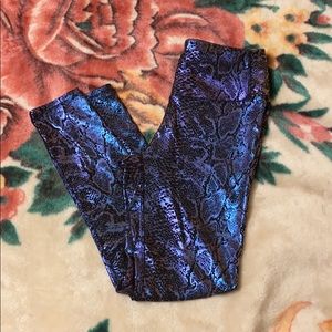 Iridescent Snake Skin Leggings, Size Small